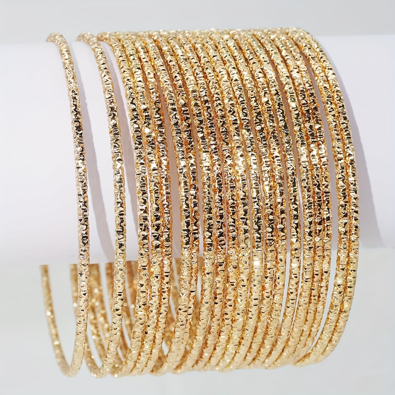 RINTOLER 20Pcs Gold Bangles Bracelets Set for Women - Multi Layer Stackable Textured Thin Bracelets Indian Bangles Boho Jewelry Set (A-20PC Gold)