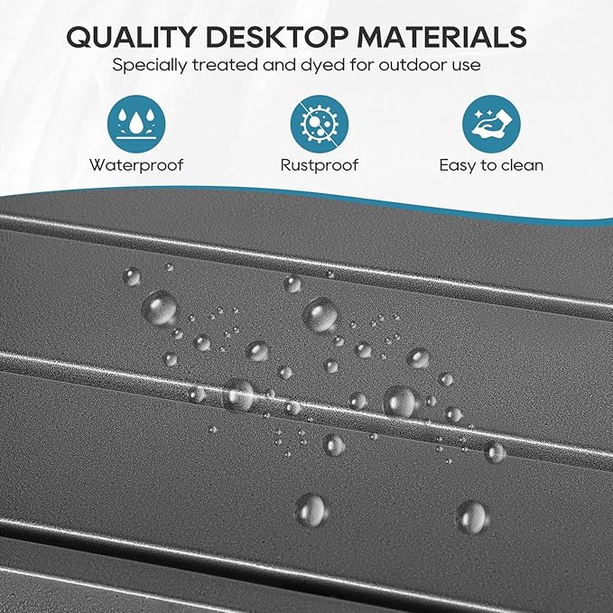 Outdoor Bar Table, Patio Console Pub Height Table with Powder Coated Steel Frame, Weather Resistant Waterproof Top for Hot Tub, Balcony, Garden, Yard, Poolside