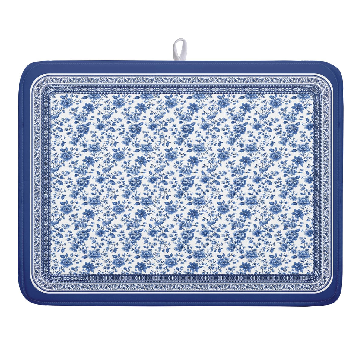 Blue Floral Branches Dish Drying Mat for Kitchen Counter Chinoiserie Pattern Dish Drying Pad 18x24 In Absorbent Vintage Flowers Decor Dishes Drainer Pad Dish Dry Rack Mat for Counter Coffee Bar