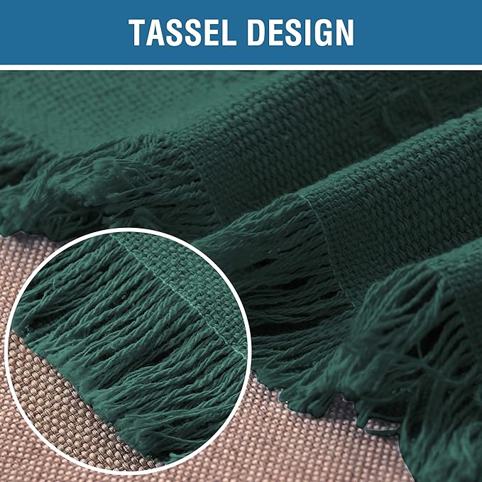 H.VERSAILTEX Cotton Sofa Covers Couch Cover Sofa Slipcover for Most Shape Sofas, Feature Thick Woven Jacquard Seamless with Tassels, Multi-Use Decorative for Couch (Large: 71" x 102", Green)