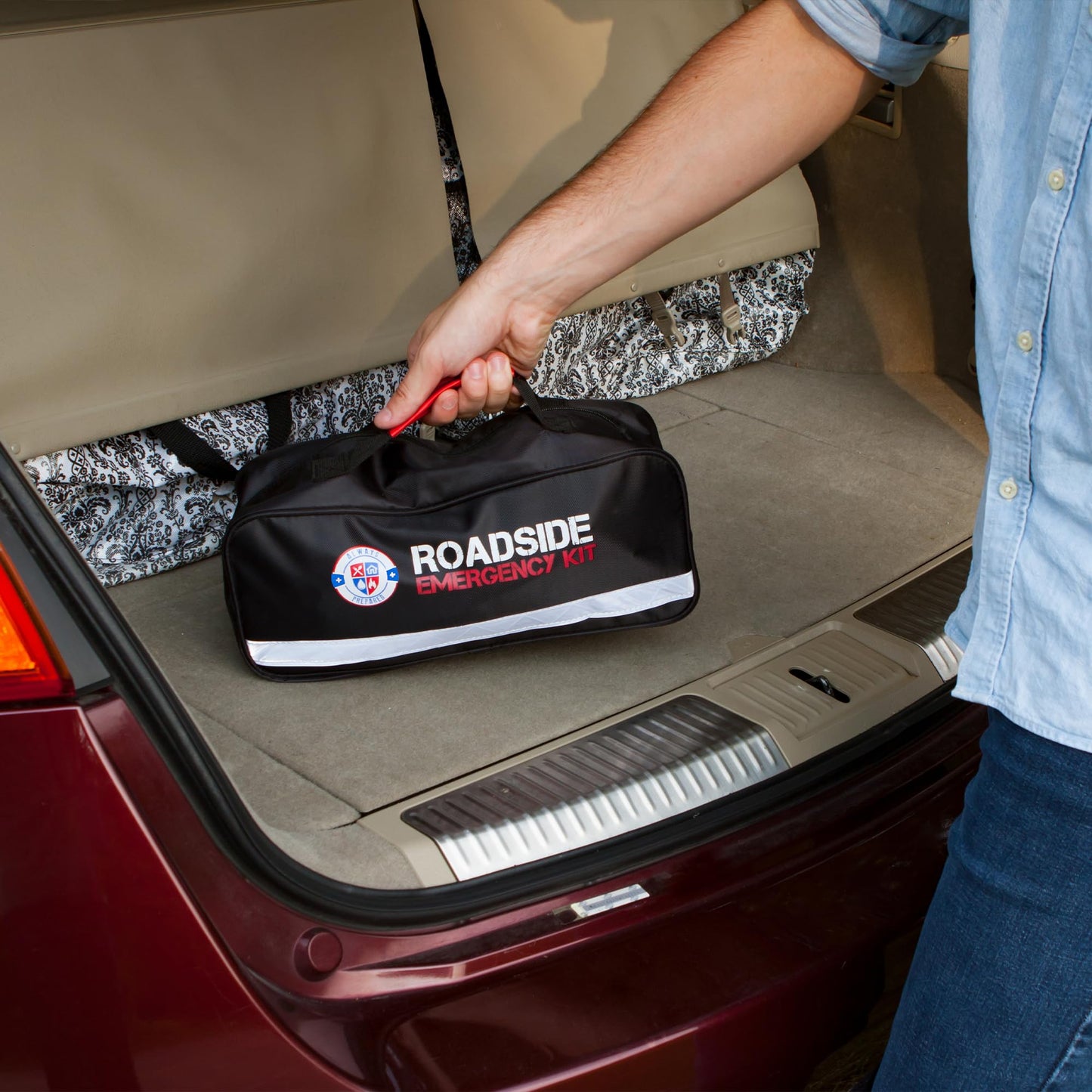 Always Prepared Premium Roadside Emergency Kit for Car - Car Safety Kit, Tools, First Aid, Visibility Gear & More - Perfect Roadside Assistance Kit Gift for New Drivers (125 pc)
