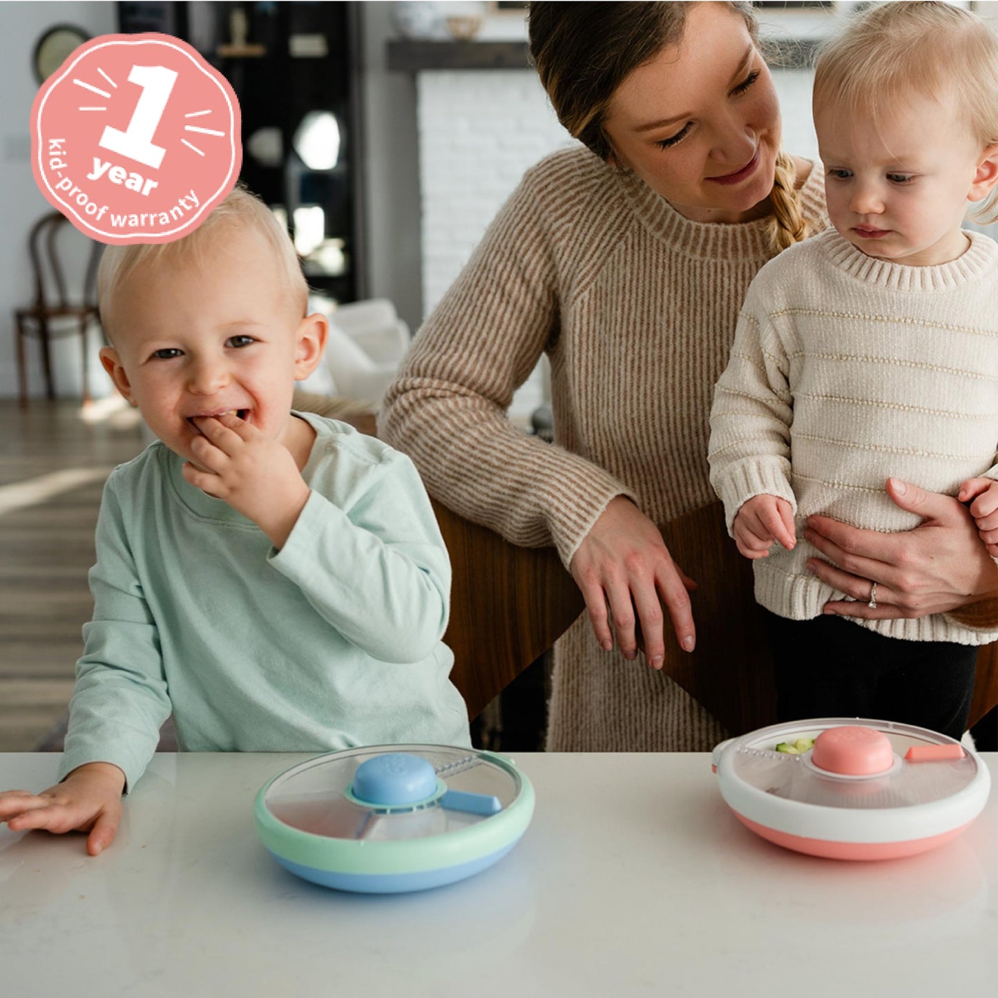 GoBe Kids Small Snack Spinner Slide - Reusable Snack Container with 4 Compartment Dispenser and Lid | BPA/PVC Free | Dishwasher Safe | No Spill - Travel Accessories (Twinberry)