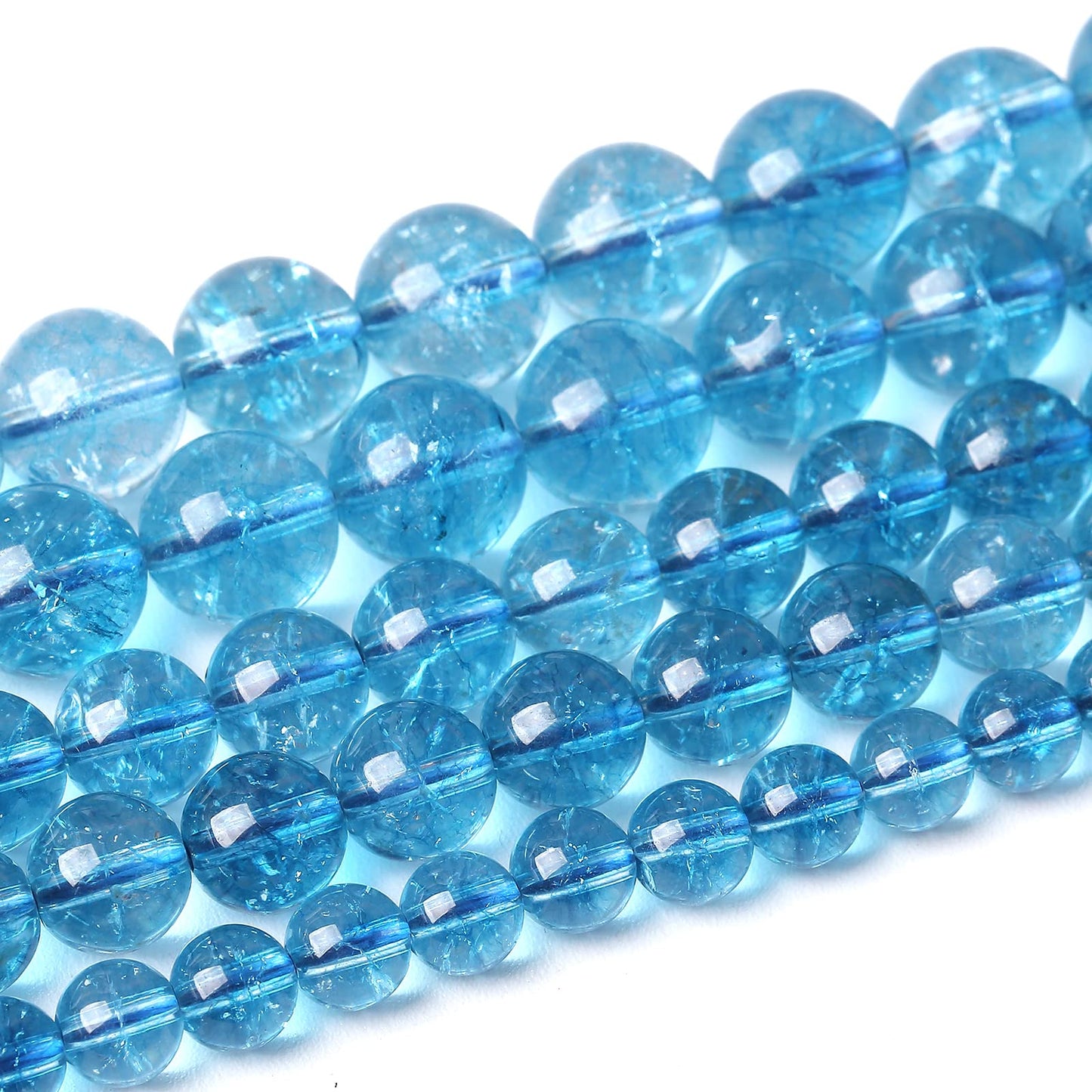 60PCS 6MM Beads Blue Crystal Quartz Gem Energy Crystal Healing Jewelry Making Natural Stone Beads DIY (Blue Crystal, 6MM)