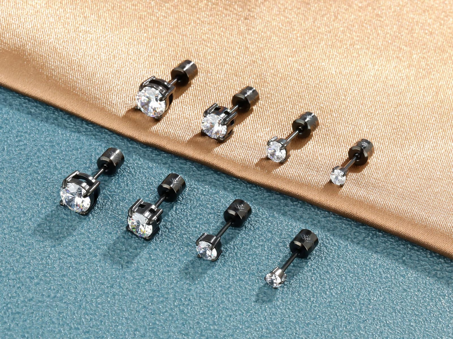 4 Pairs Titanium Hypoallergenic Red Stud Earrings for Sensitive Ears,Black 5A Cubic Zirconia Screw Back Stud Earrings for Women Men Surgical Stainless Steel Double Side Earrings red stud earrings