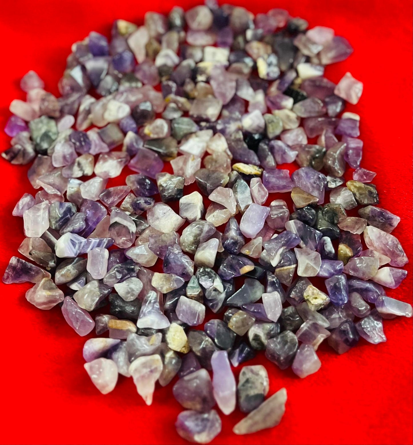 Indian Consigners Natural Crushed Polished Tumbled Gem Stone Chips, Decoration & Healing Crystals (Amethyst)