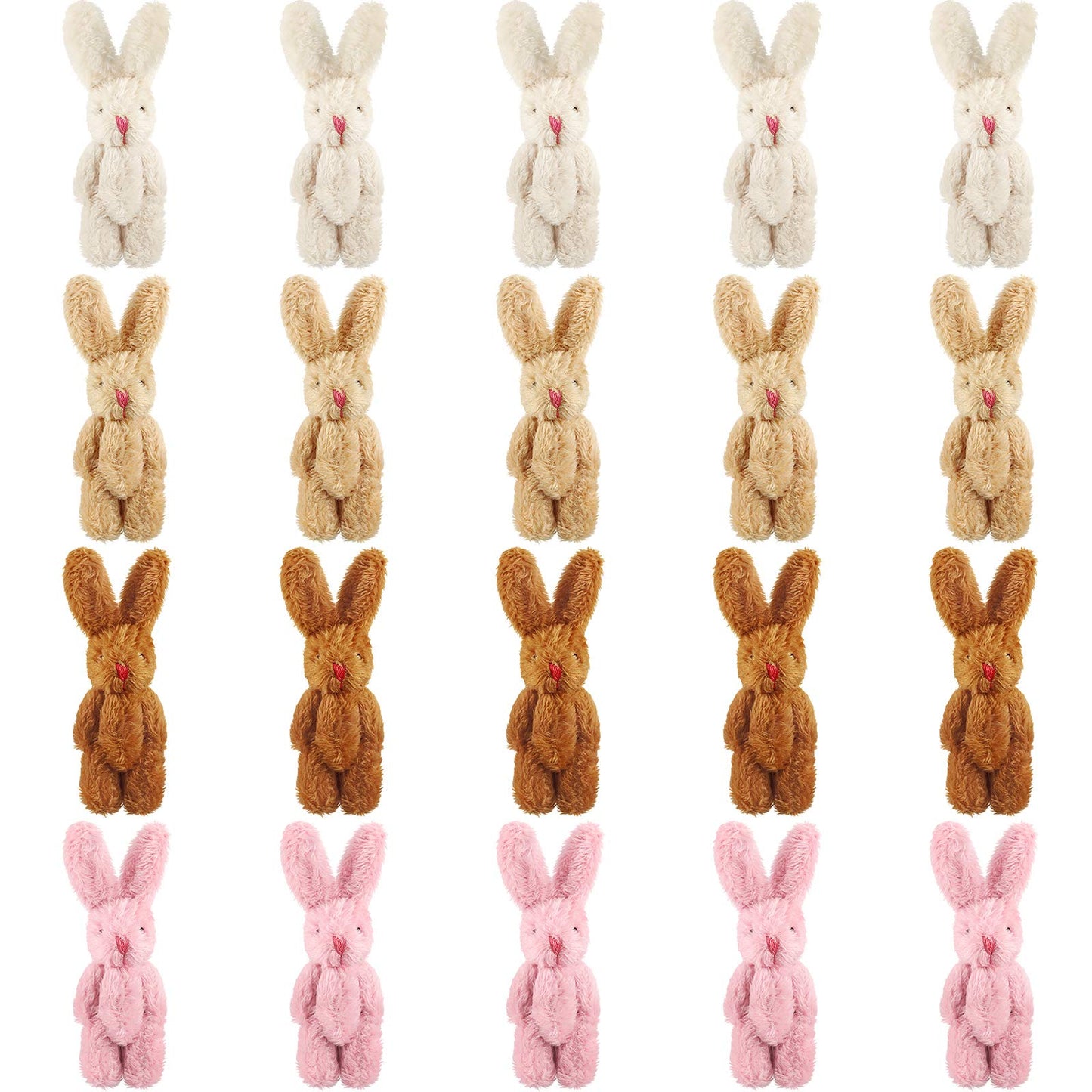 Sumind 20 Pieces Mini Plush Rabbit Tiny Joint Bunny 2.4 Inch Small Rabbit Doll Soft Bunny Stuffed Animal Toys for Birthday Cake Wedding Decorations Party Favors(Long Plush Style)