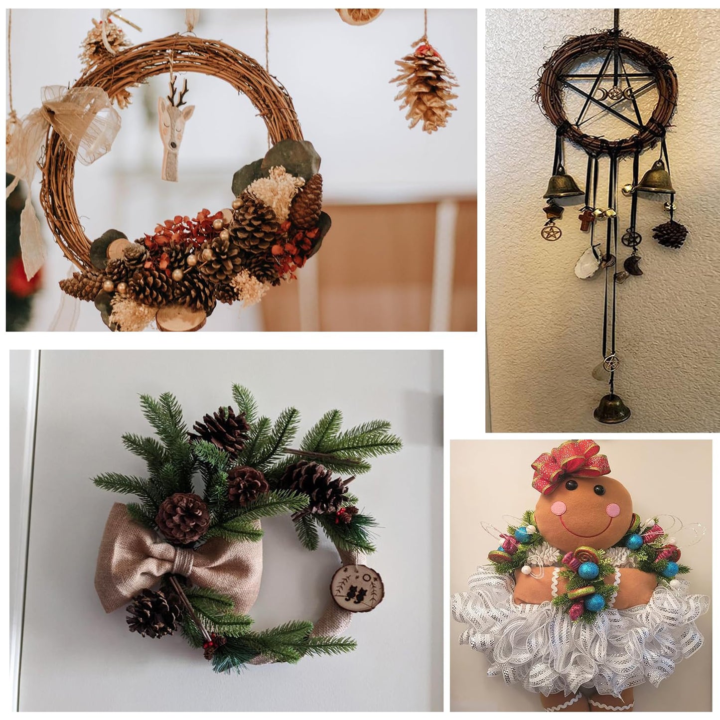 Small Round Grapevine Wreath 6 Inch Rattan Wreaths for Crafts Spring Christmas Holiday Decoration Wedding Home Decor (6 Pack)