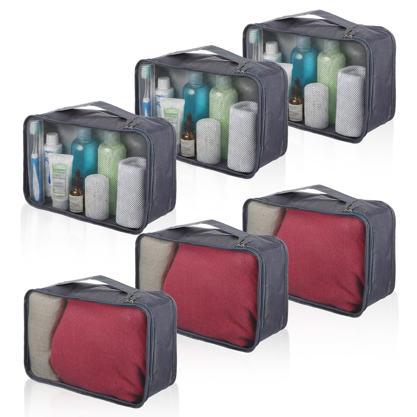 6 Pcs Packing Cubes, Mesh Travel Organizers, Foldable Laundry Bags, Water Resistant Clothing Storage for Travel, Camping, Backpacking