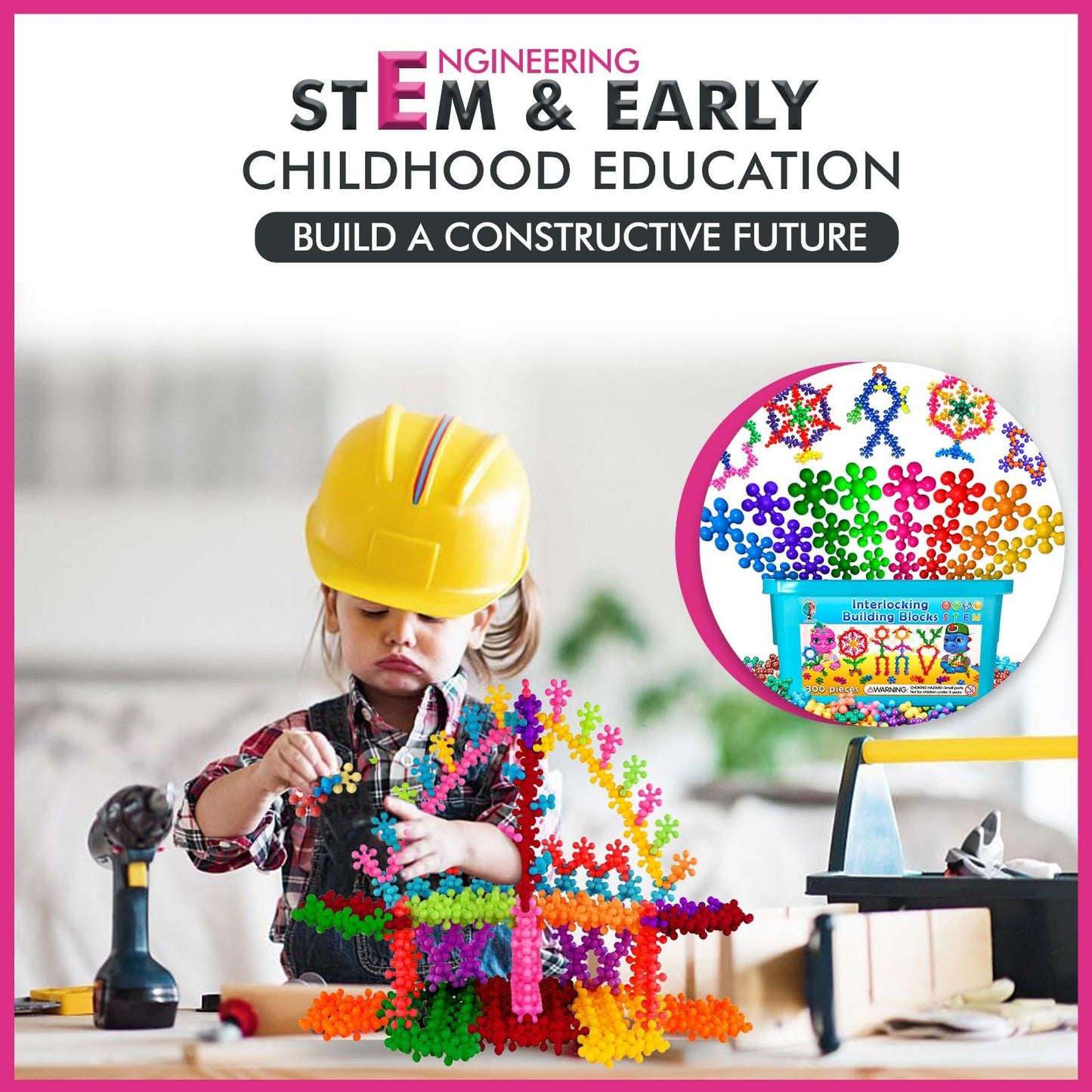 Curious 2 Learn Building Blocks 300ct - STEM Toys for Creativity - 4 Year Old Boy Birthday Gift - Interlocking Discs Set - 5 Year Old Boy Birthday Gift - Educational Toys
