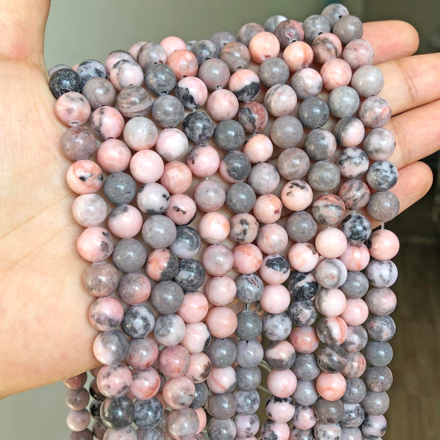6mm Pink Zebra Natural Stone Beads Round Loose Beads for Jewelry Making Yochus DIY Beads Bracelet Necklace