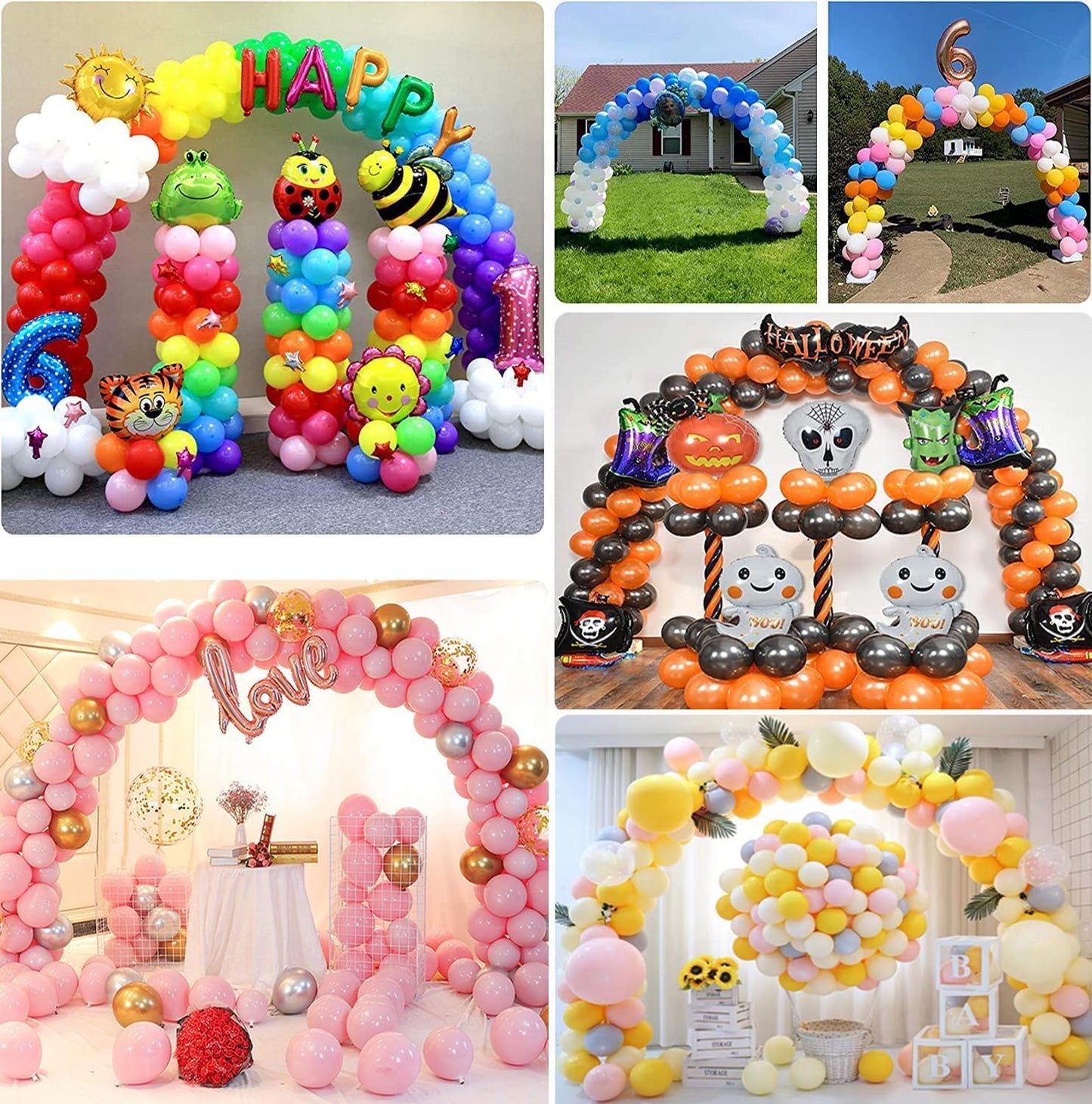 Balloon Arch Kit and Balloon Pump, 10FT Width 9FT Height Adjustable Balloon Arch Stand with NEW DESIGNED 2 Balloon Stands Water Fillable Bases for Wedding Anniversary Mother's Day Party