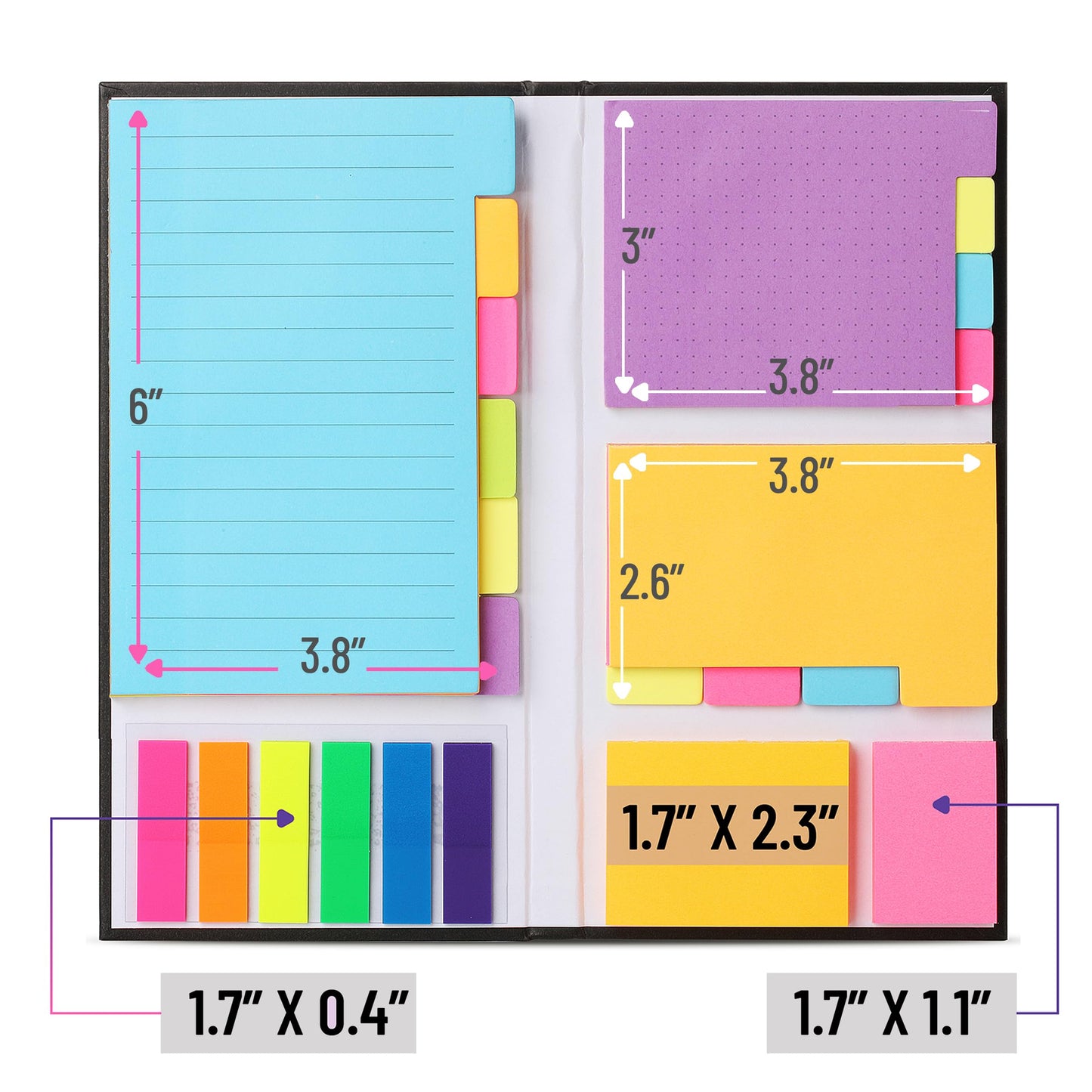 Mr. Pen- Sticky Notes Set, 410 Pack, Ruled, Dotted & Blank Notes with 150 Index Tabs, Divider Sticky Pads for Bible Study, Office, School, Planning, Journaling & Organization