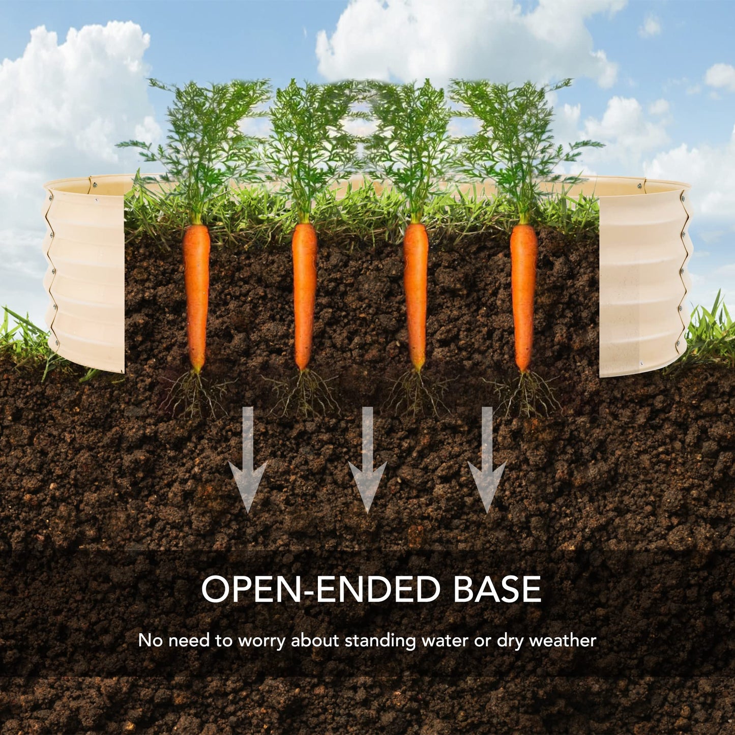 Sundale Outdoor 2 Pack Galvanized Raised Garden Bed Kit, 4x2x1ft Planter Raised Garden Boxes Outdoor with Anti-Rust Paint，Oval Metal Planter Box for Vegetables Flower（Beige）