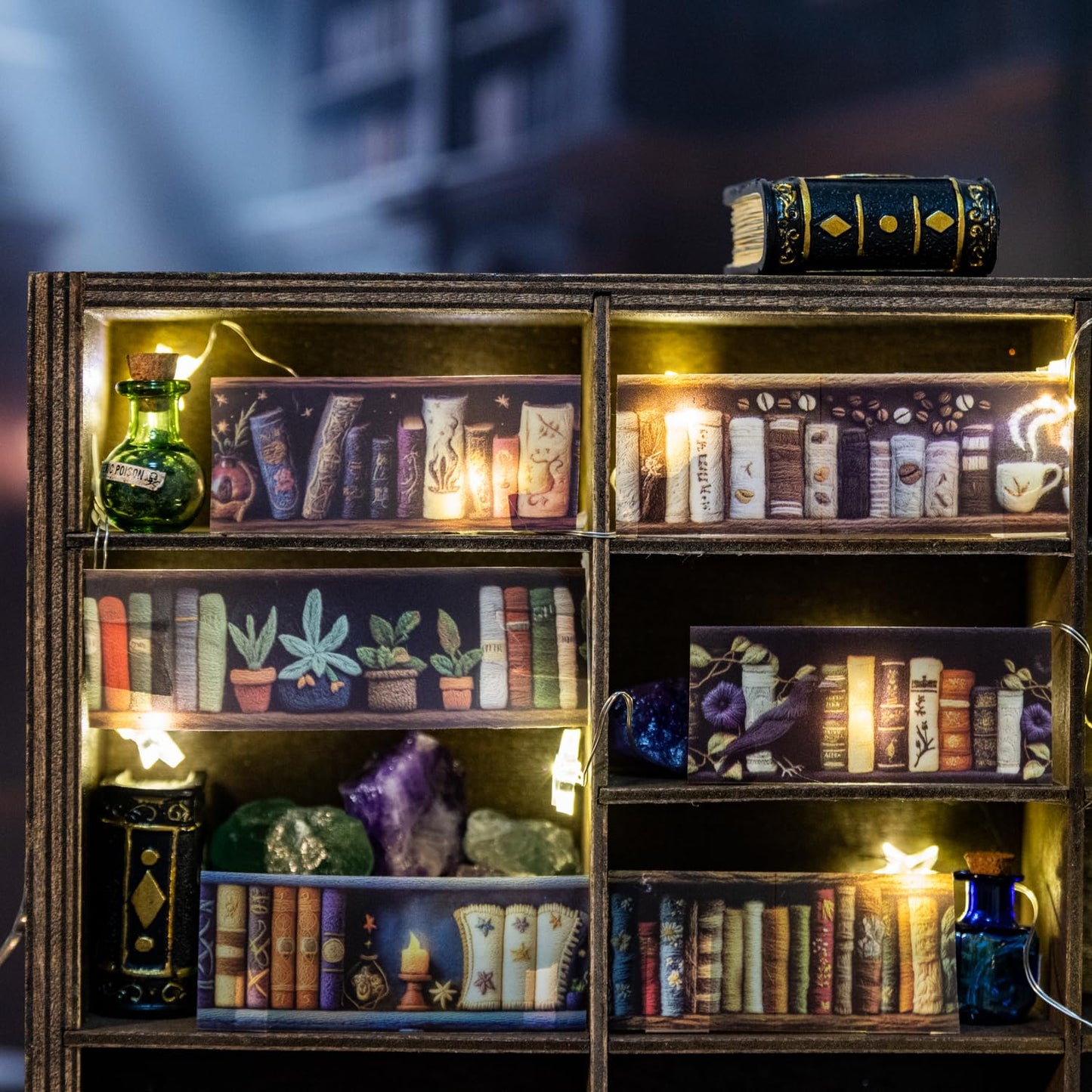AuriicLeaf Magician’s Bookcase PET Tapes – 6 Rolls of Fantasy Embroidery-Style Bookcase Designs with Clip, for Scrapbook, Journal, Junk Journal, Planner and DIY Decor