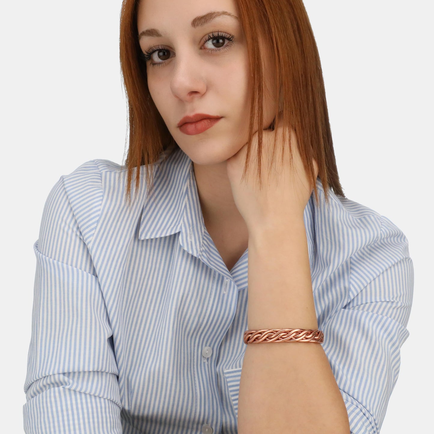 tunarts Handmade Elegant Copper Bracelet for Women and Men-Pure Copper Bracelet for Pain Relief-Adjustable,Thickest,Twisted Copper Wire Bracelet (red folded)