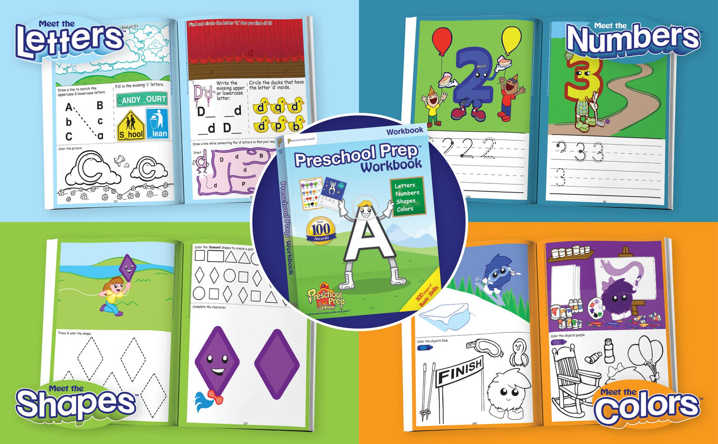 Preschool Prep Company Basics/Reading WORKBOOK Bundle with 5 Workbooks – Preschool Prep Basic Skills, Meet the Sight Words, Meet the Phonics Letter Sounds, Digraphs, & Blends!