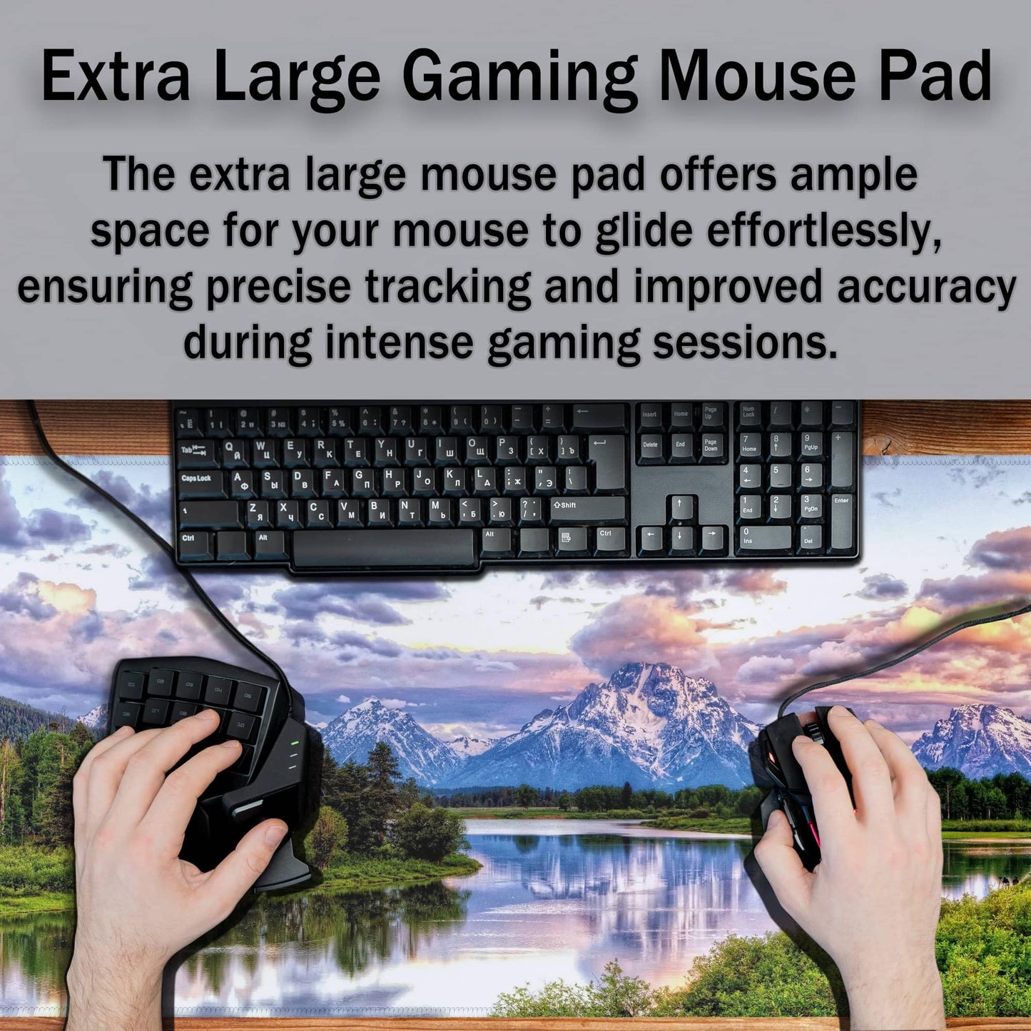 Samgula Gaming Mouse Pad Green Computer Pad, Large Mousepads Desktop Mats, Mouse Pad Big Waterproof Non-Slip Rubber Base, 35.4 X 15.7 inch for Work/Game/Office Oxbow Bend Grand Teton National Park