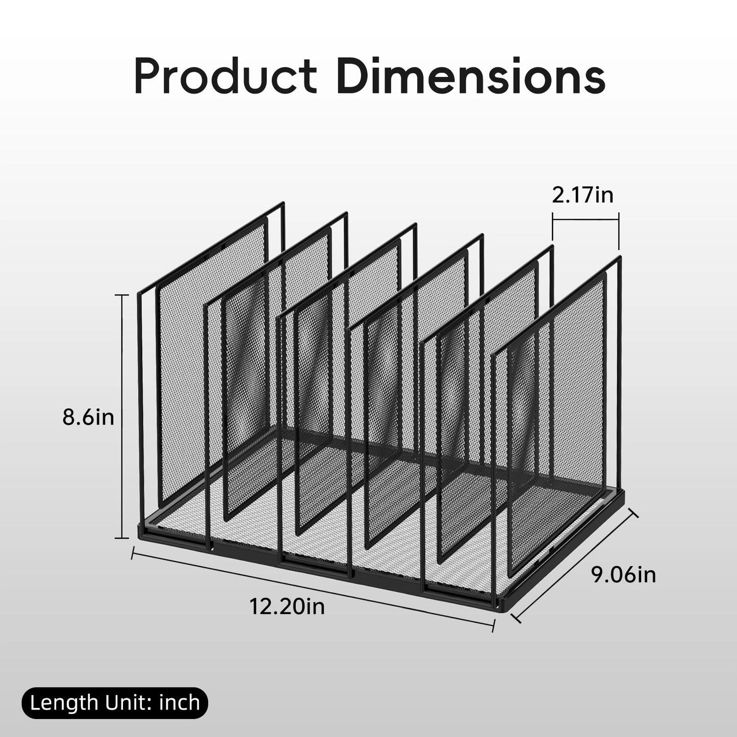 JMHUD File Organizer for Desk, 5-Section Vertical File Sorter, Paper Holder Organizer Standing Metal File Folder for Office Home Classroom, Black