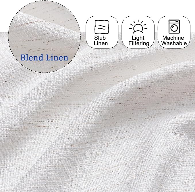Chyhomenyc Natural Window Curtains 120 inch Length 2 Panels, Light Filtering Faux Linen Extra Wide Room Divider Patio Sliding Door Drapes, 10 FT, 60Wx120L, 2PCS