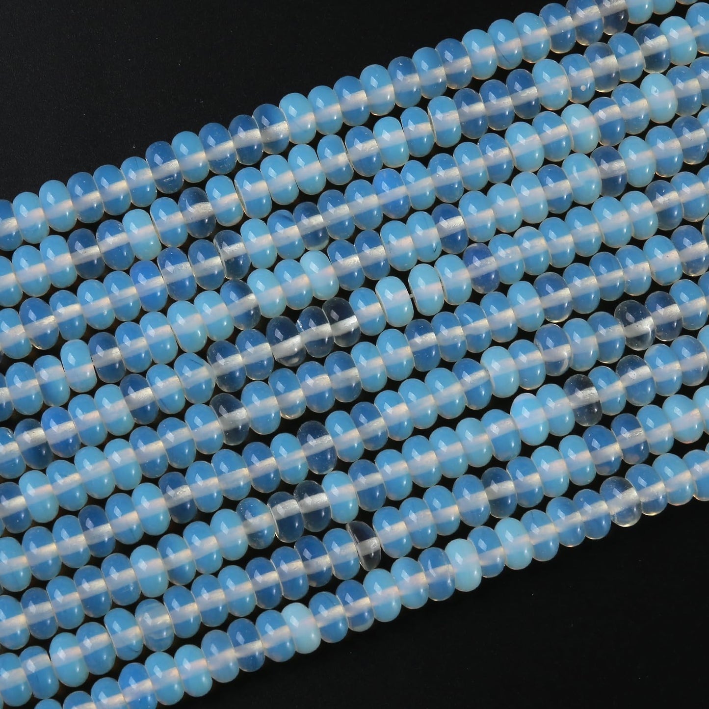 5x8mm 76pcs Natural Stone White Opal Rondelle Spacer Loose Beads Abacus Disk Stone Round Loose Gemstone Beads for Jewelry Making DIY Bracelet Necklace