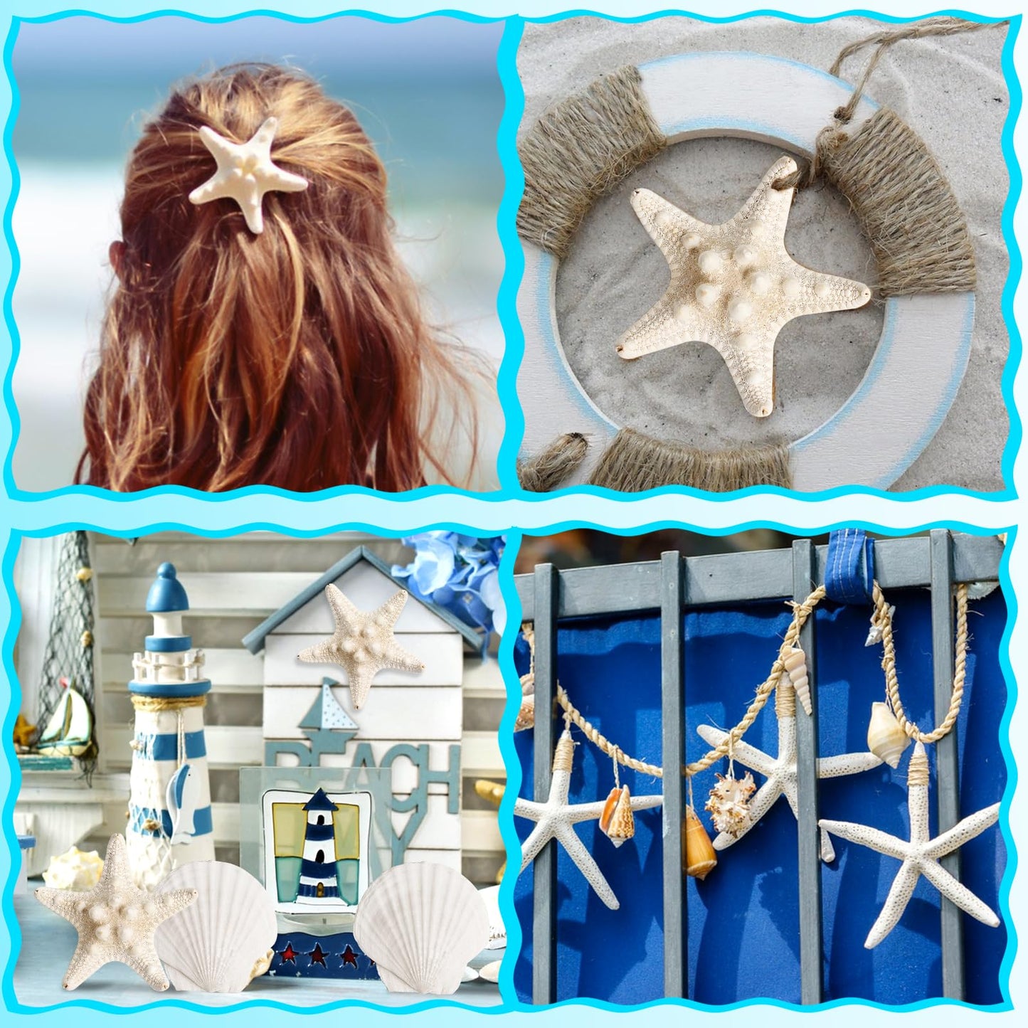 HAPYSHOOP 16 Pieces Starfish and Scallop Shells for Crafts 2.6"-3.8" Large Seashells Natural Sea Shells for Crafts Christmas Decor Beach Party Wedding Fishtank