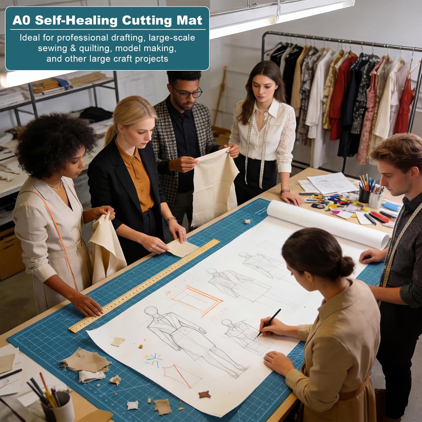 Pangda 36 x 48 Inch Large Self Healing Cutting Mat Extra Thick Double Sided Sewing Mat with Grid for Crafting, Quilting, Fabric, Precision Cutting
