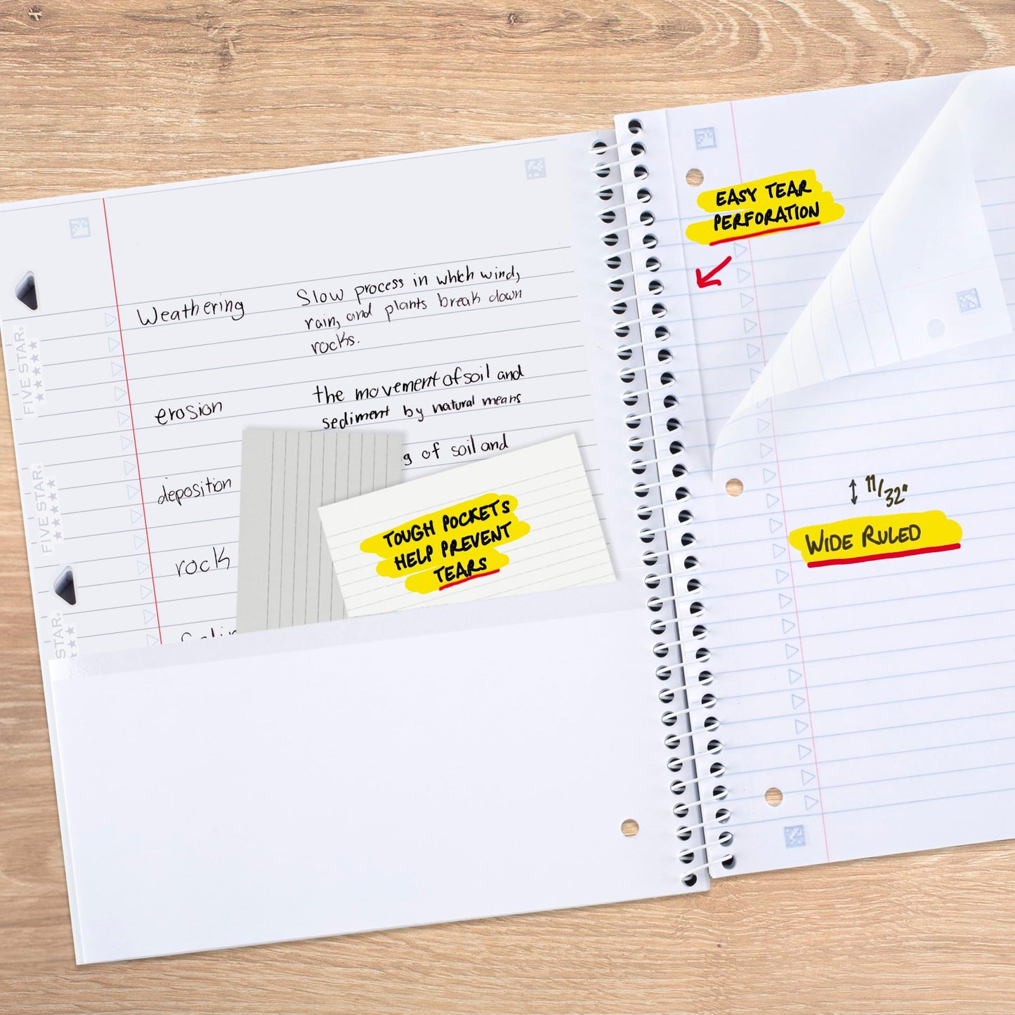 Five Star Spiral Notebook + Study App, 1 Subject, College Ruled Paper, 8-1/2" x 11", 80 Sheets, Styles, 4 Pack (850222F)