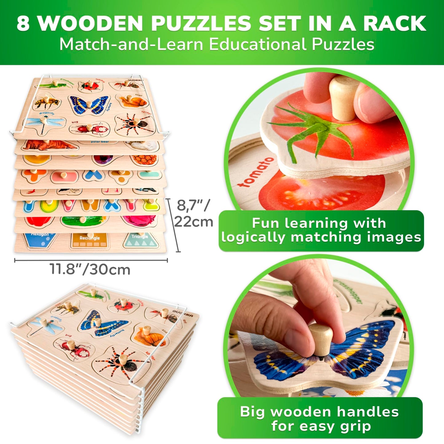 QUOKKA Wooden Blocks & Puzzles for Toddlers