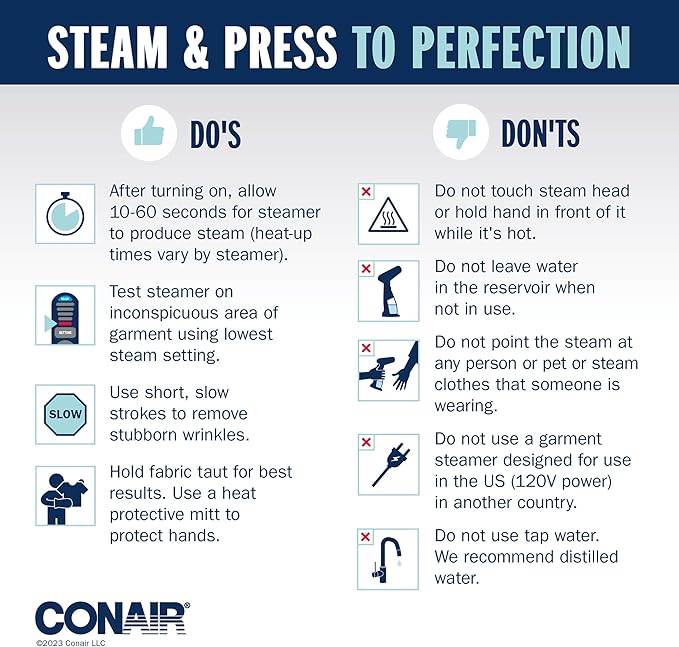 Conair Handheld Garment Steamer for Clothes, Turbo ExtremeSteam 1875W, Portable Handheld Design, Strong Penetrating Steam, White / Champagne