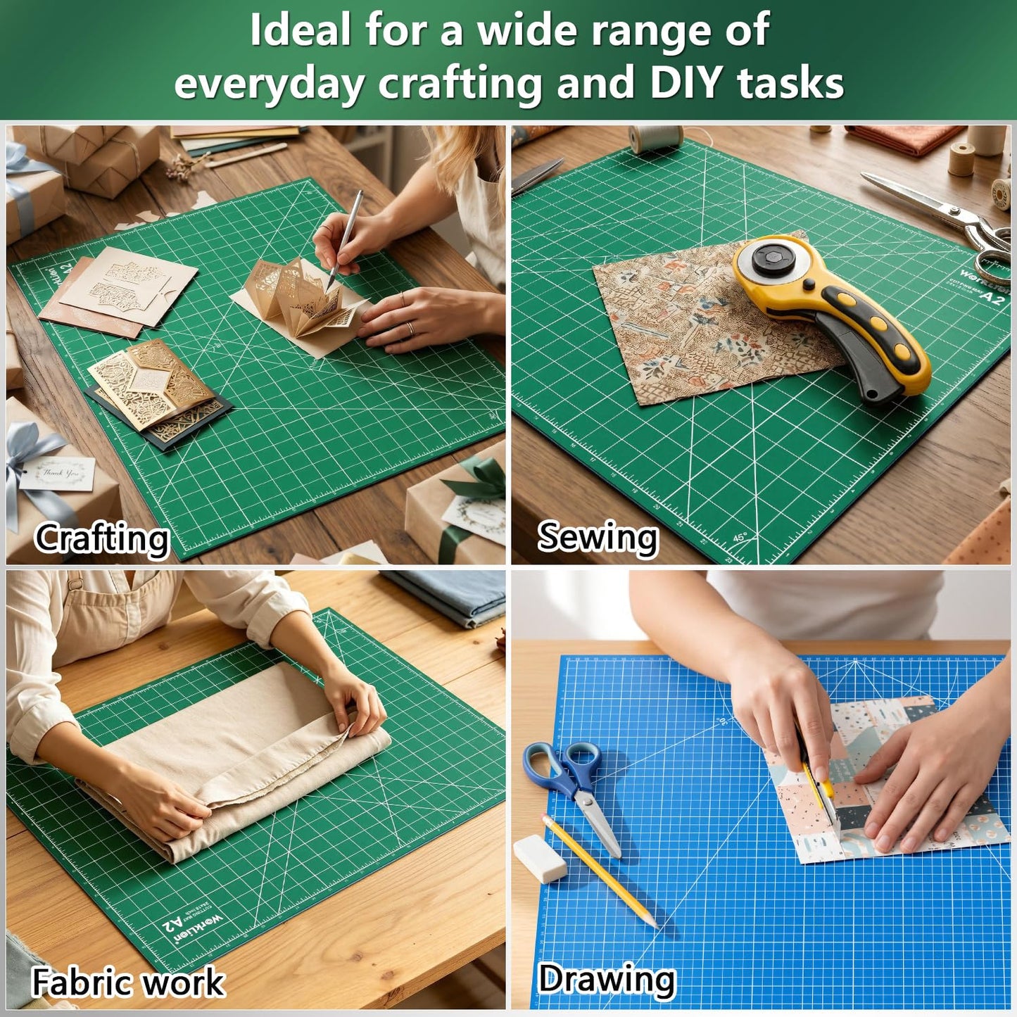 WORKLION 18'' x 24'' Large Self Healing PVC Cutting Mat, Double Sided, Gridded Rotary Cutting Board for Craft, Fabric, Quilting, Sewing, Scrapbooking - Art Project…