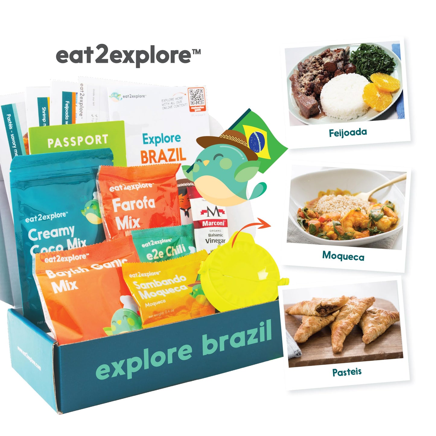 eat2explore Cooking Kits for Kids 15 Pcs – Interactive & Educational Kids Cooking Sets Real for Ages 5 and Up,3 Recipe Cards & Global Ingredients – Fun for Young Chefs (Brazil Edition)