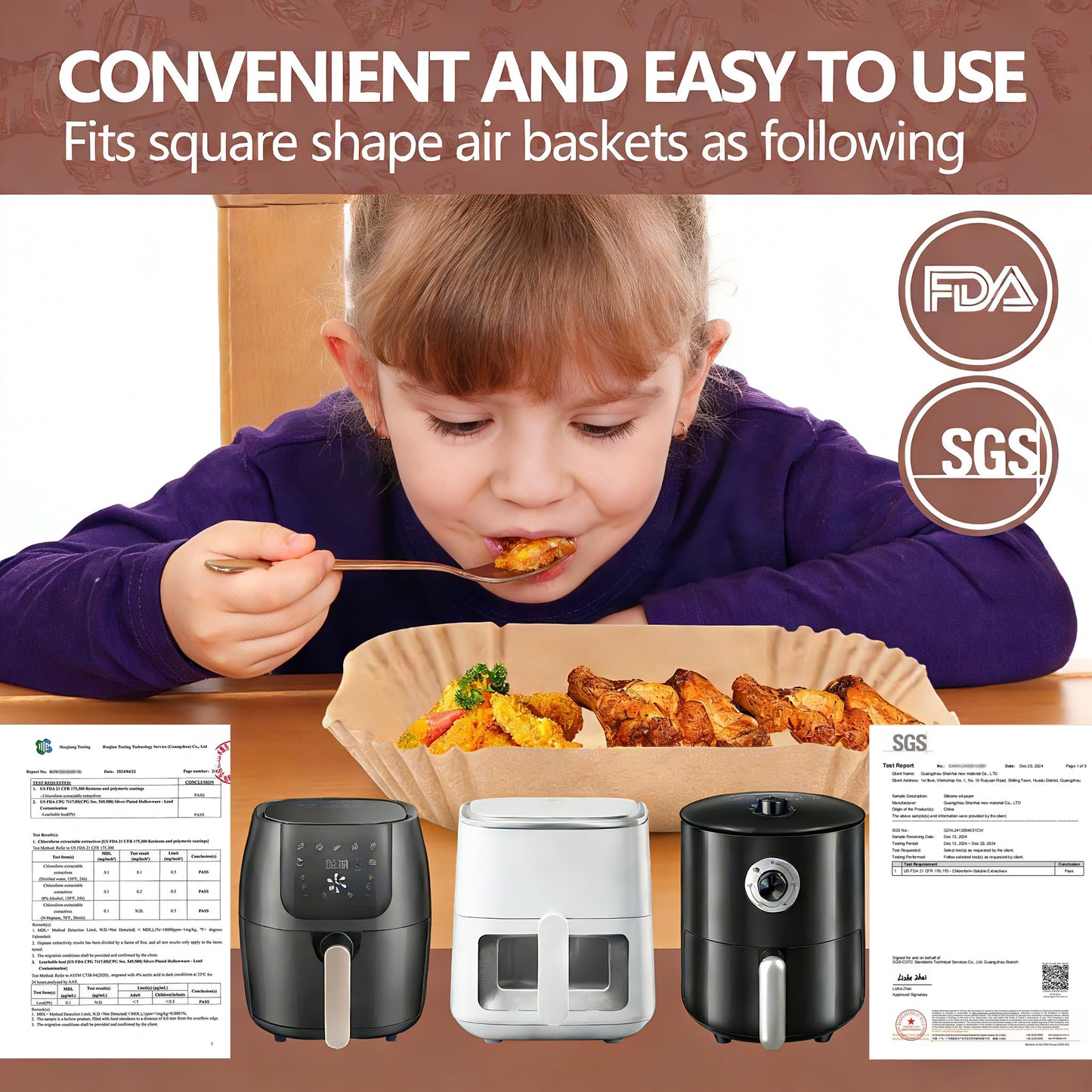 UBeesize 9-Inch Air Fryer Parchment Liners - 200 Pack, Square Non-Stick Disposable Paper Sheets for Microwave & Air Fryers, Unbleached Baking Sheets (8-Inch Base)
