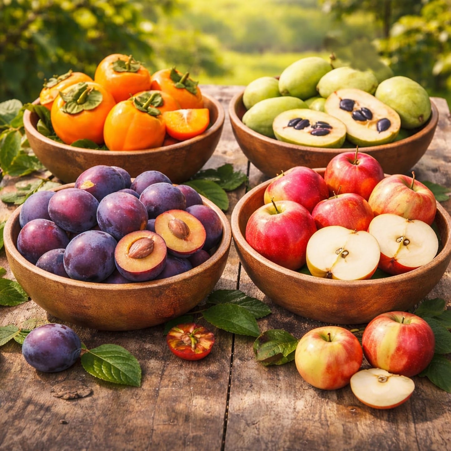 12 Live Fruit Tree Saplings Bundle (3 Plum, 3 Persimmon, 3 Pawpaw, 3 Apple) – Edible Fruit Tree Bundle – Backyard Orchard Starter Kit – Hardy Outdoor Live Plants – Grow Your Own Fresh Fruit