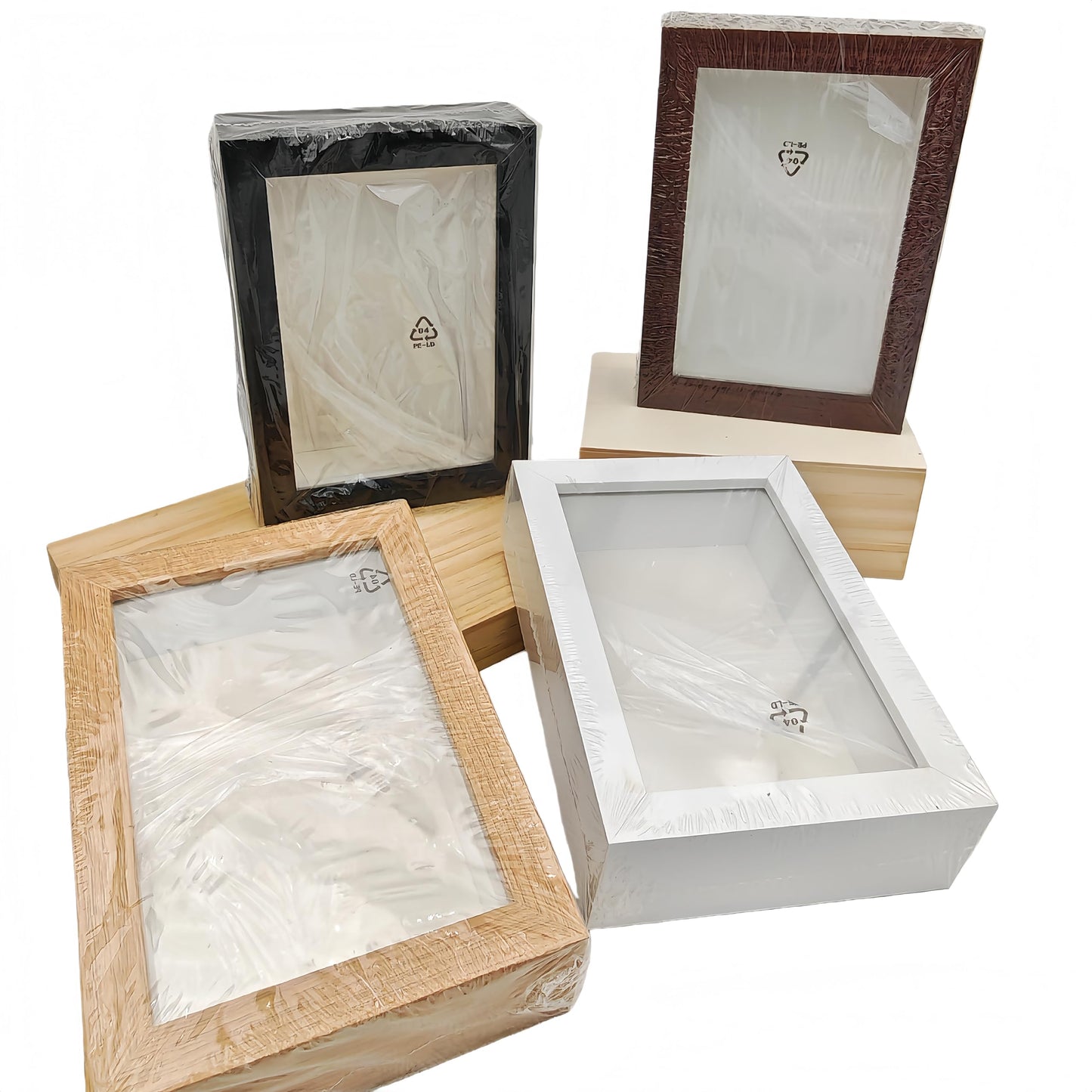 Shadow Box Picture Frame with HD Plexiglass-Wooden Hollow Photo Frame for Flower Pressing,Seashell Display Box ,Memorial Shadow Box. (Mixed Color, 4.7X6.7inch,4PCS)