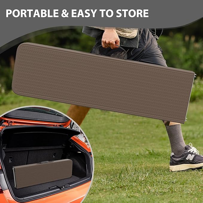 6ft Plastic Folding Bench with Carrying Handle & Lock, Portable Outdoor Bench in Garden Picnic Camping Dining Party Seat, Waterproof Bench for Soccer Activities, Ratten Patterned(2 Pack)