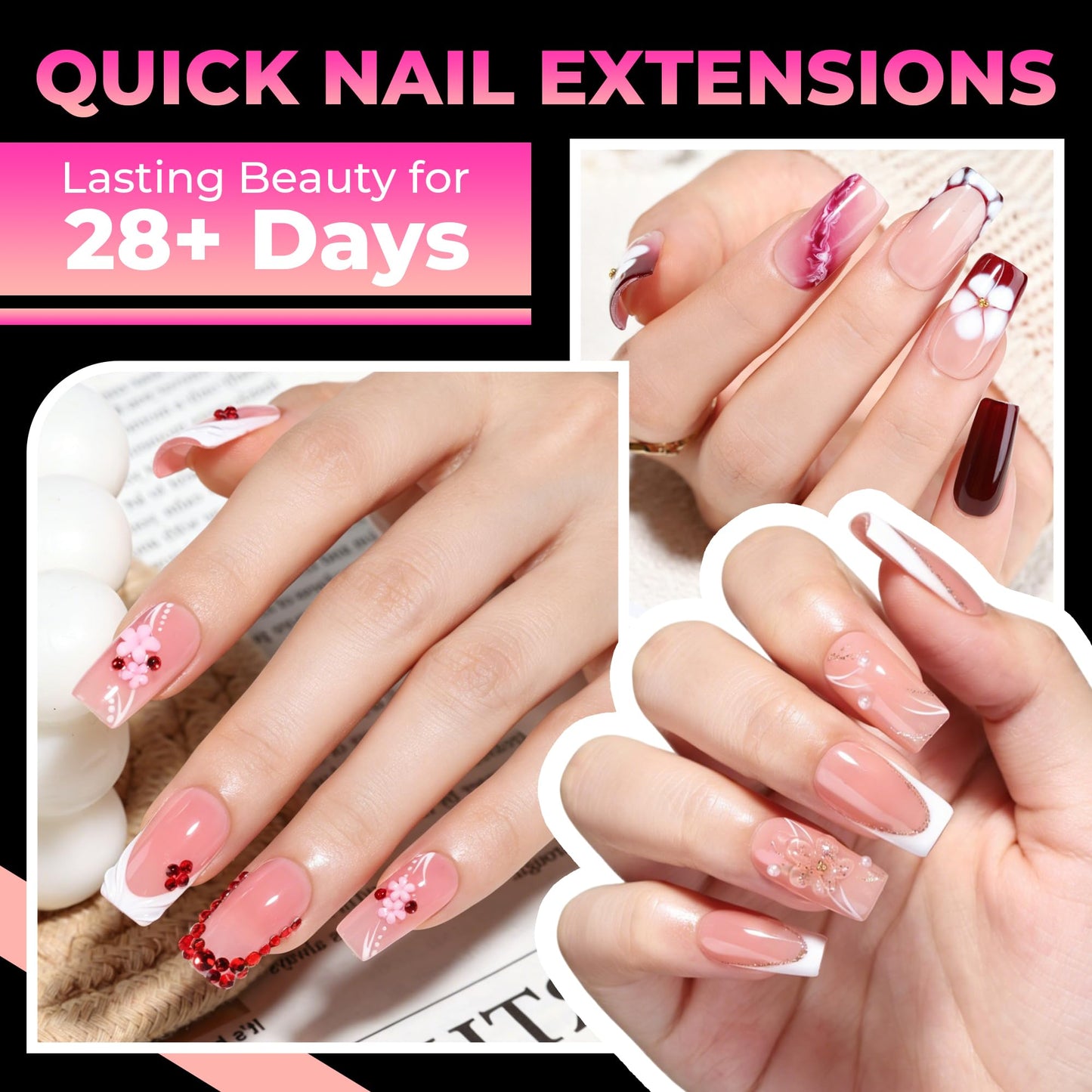 UNA GELLA Square Gel Nail Tips: 360Pcs 15 Sizes Pre-Etched Nails Tips Medium Square Full Cover Clear Acrylic False Nails No C Curve for Press on Nail Extension Home DIY Salon for Women Girls
