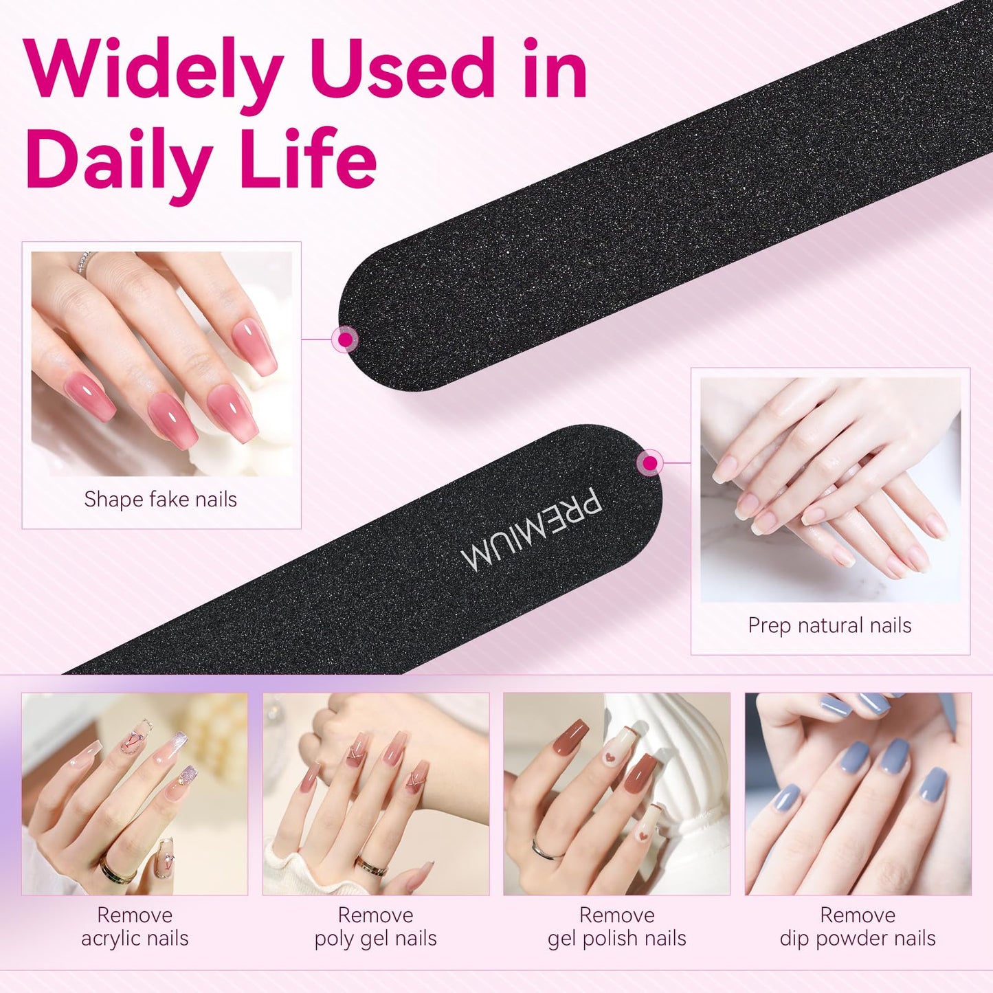 Makartt Nail File - 100/180 Grit Emery Boards for Nails, 20pcs Professional Dual-Sided Fingernail Files for Natural Acrylic Nails, Reusable Nail Care Manicure Set for Salon & DIY Use, Black