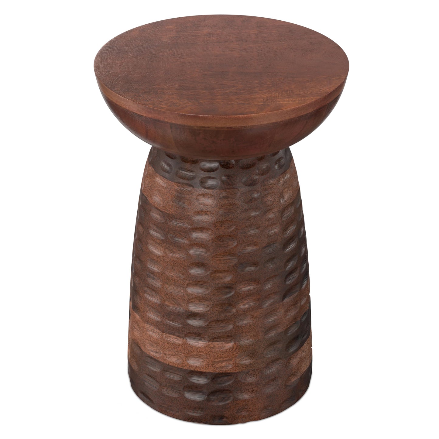 SIMPLIHOME Boyd End Table - 13" Wide x 18" High Solid Mango Wood Round Accent Table in Warm Dark Brown, Handcrafted Contemporary Nightstand or Lamp Stand for Living Room, Bedroom, or Office, Assembled