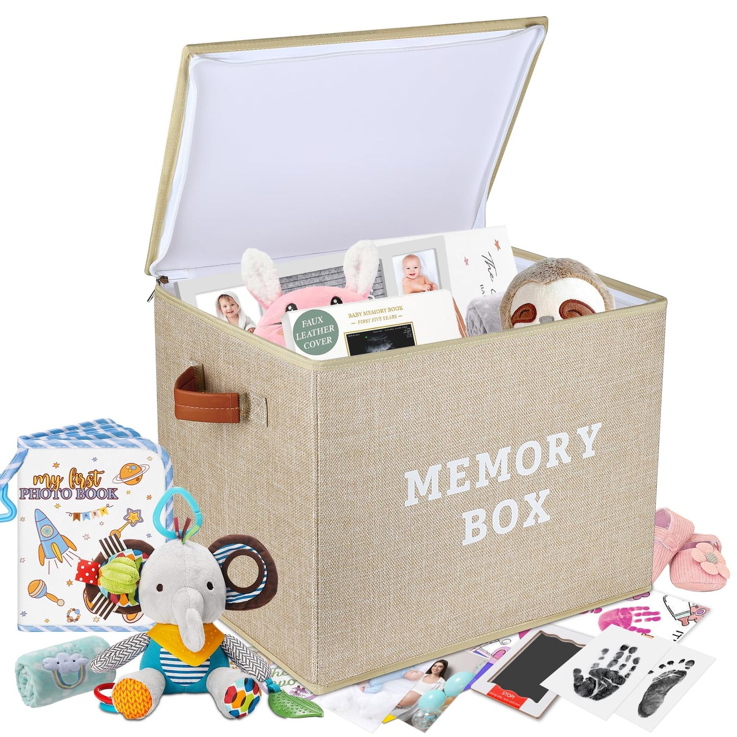 Lukeline Memory Box for Keepsake, Decorative Keepsake Bin with Handles,Memory Box Keepsakes Gift for Anniversary, Wedding, Birthday, Valentines Day
