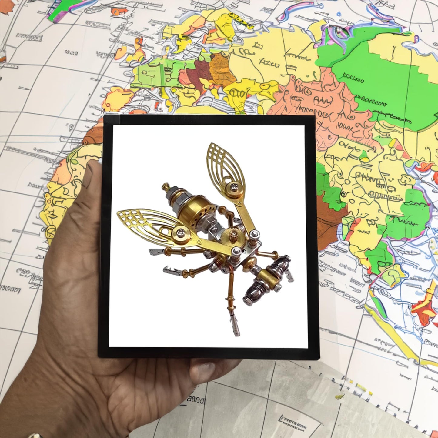 Steampunk Insect Bug Sculpture Mechanical 3D Puzzle Kits for Adults, Making kit DIY Projects Metal Building, Ideas for Birthday(Drosophila melanogaster)