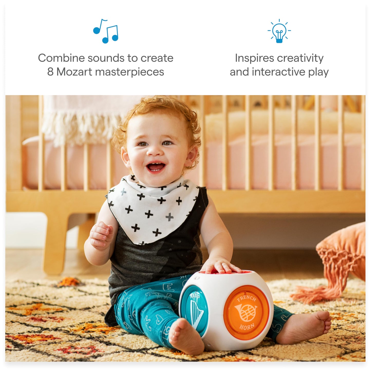 Munchkin Mozart Magic Cube Music Toy for Baby and Toddler - Includes 5 Instrument Sounds, 8 Mozart Songs and Lights