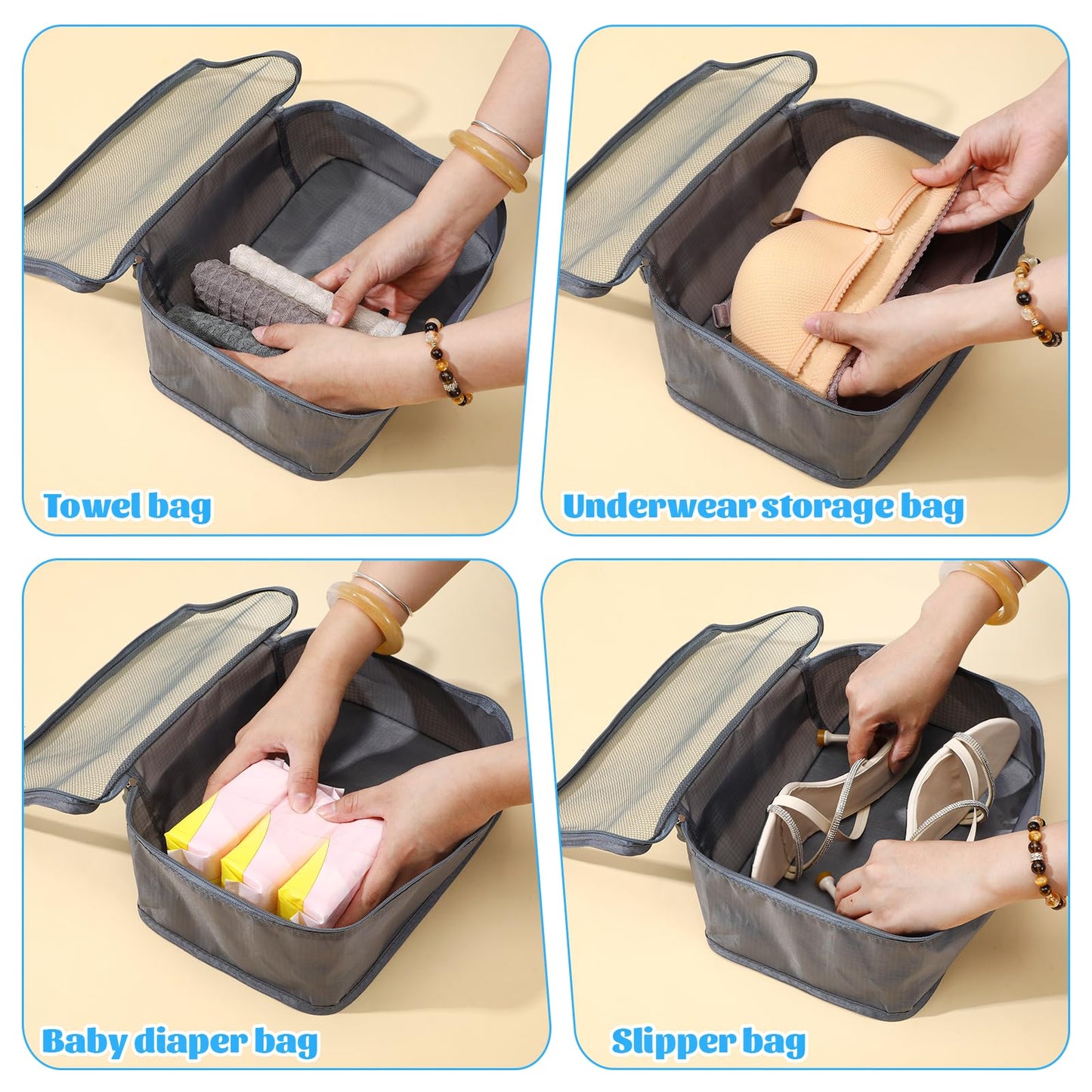 6 Pcs Packing Cubes, Mesh Travel Organizers, Foldable Laundry Bags, Water Resistant Clothing Storage for Travel, Camping, Backpacking