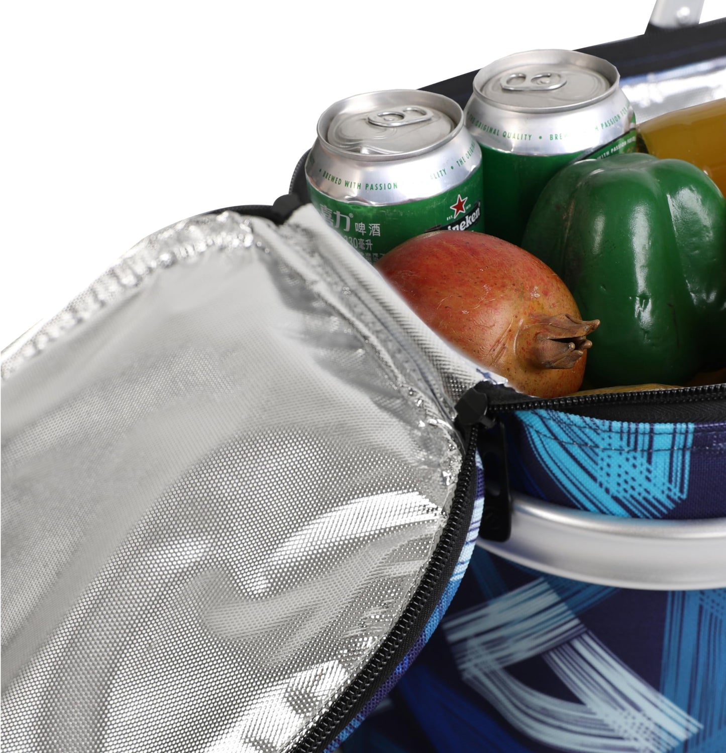 ALLCAMP Picnic Basket - Insulated Cooler, Thickening Foldable Picnic Basket with Removable Baskets & Sewn-in Frame, Basket for House Warming Gifts New Home(Triangle Pattern)