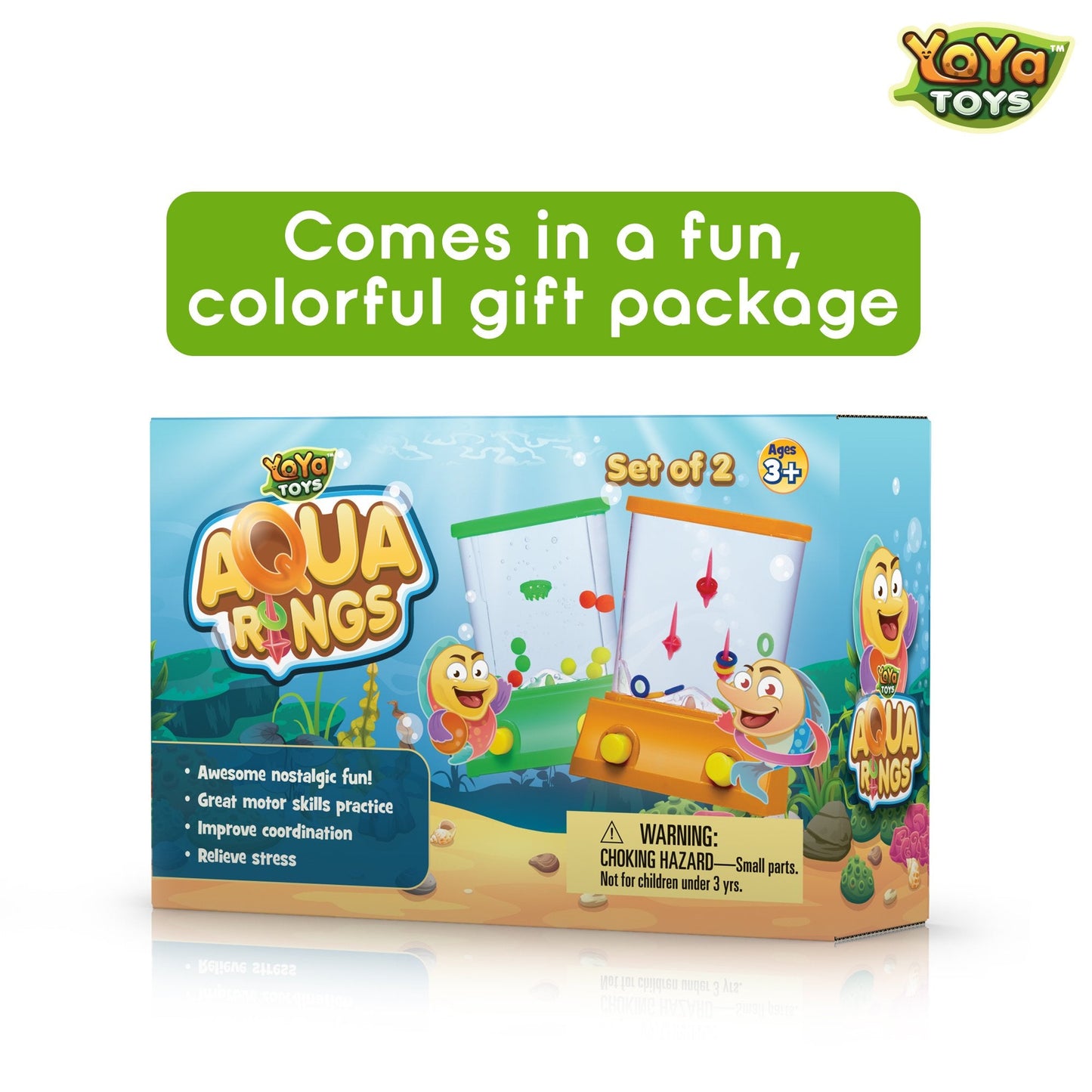 YoYa Toys Aqua Rings Handheld Water Game - Set of 2 - Water Ring Toss and Basketball Hoop Toy - Gift for Ages 3 4 5 6 7 8 9 - Nostalgic 80's 90's Retro Mini Games - Fun Car Road Trip Travel Activities