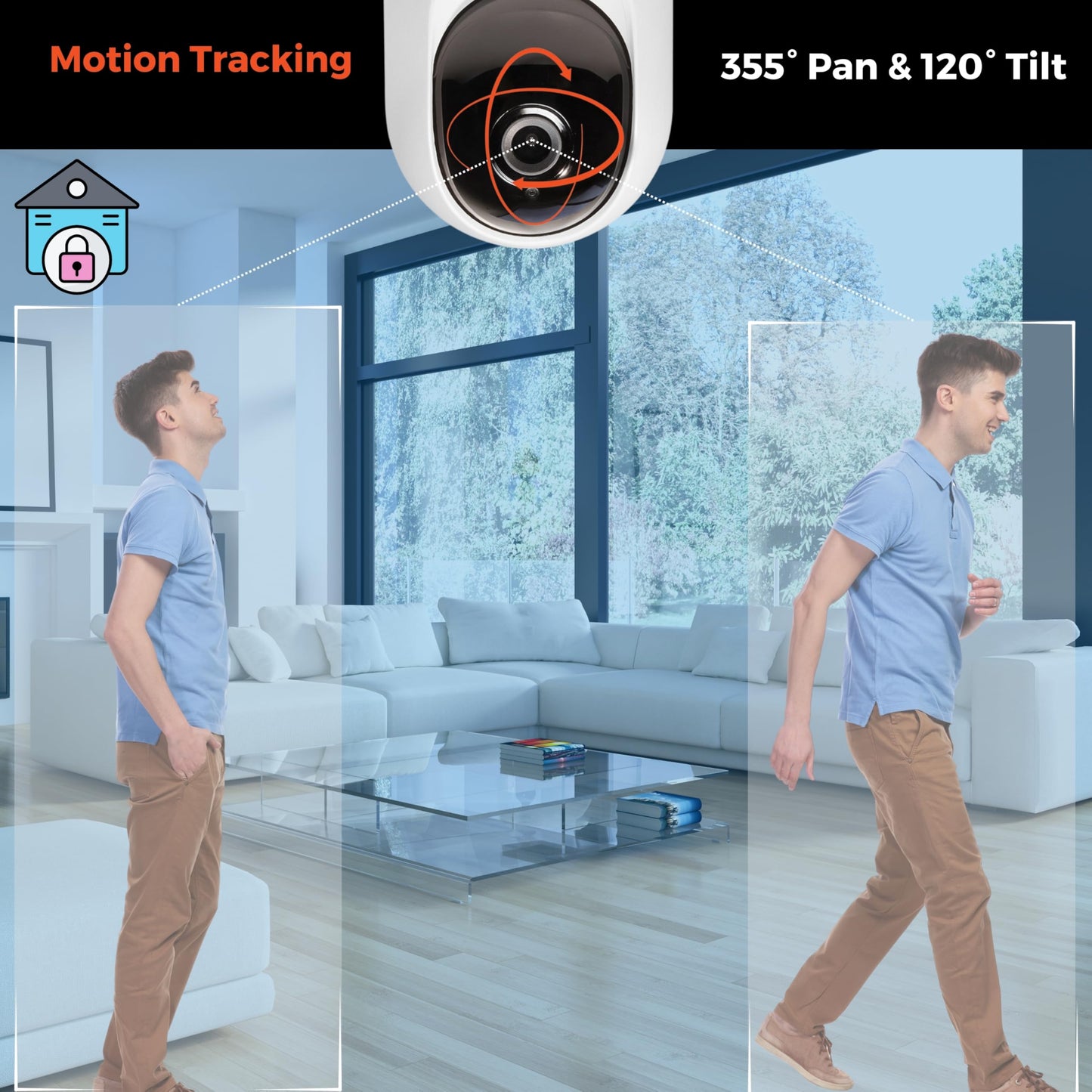 MobiCam PRO Home Monitoring Camera Single: Full HD, Pan & Tilt, Color Night Vision, Motion Tracking, Temp & Humidity Readings. Supports Cloud & SD Storage, Smart App Compatible