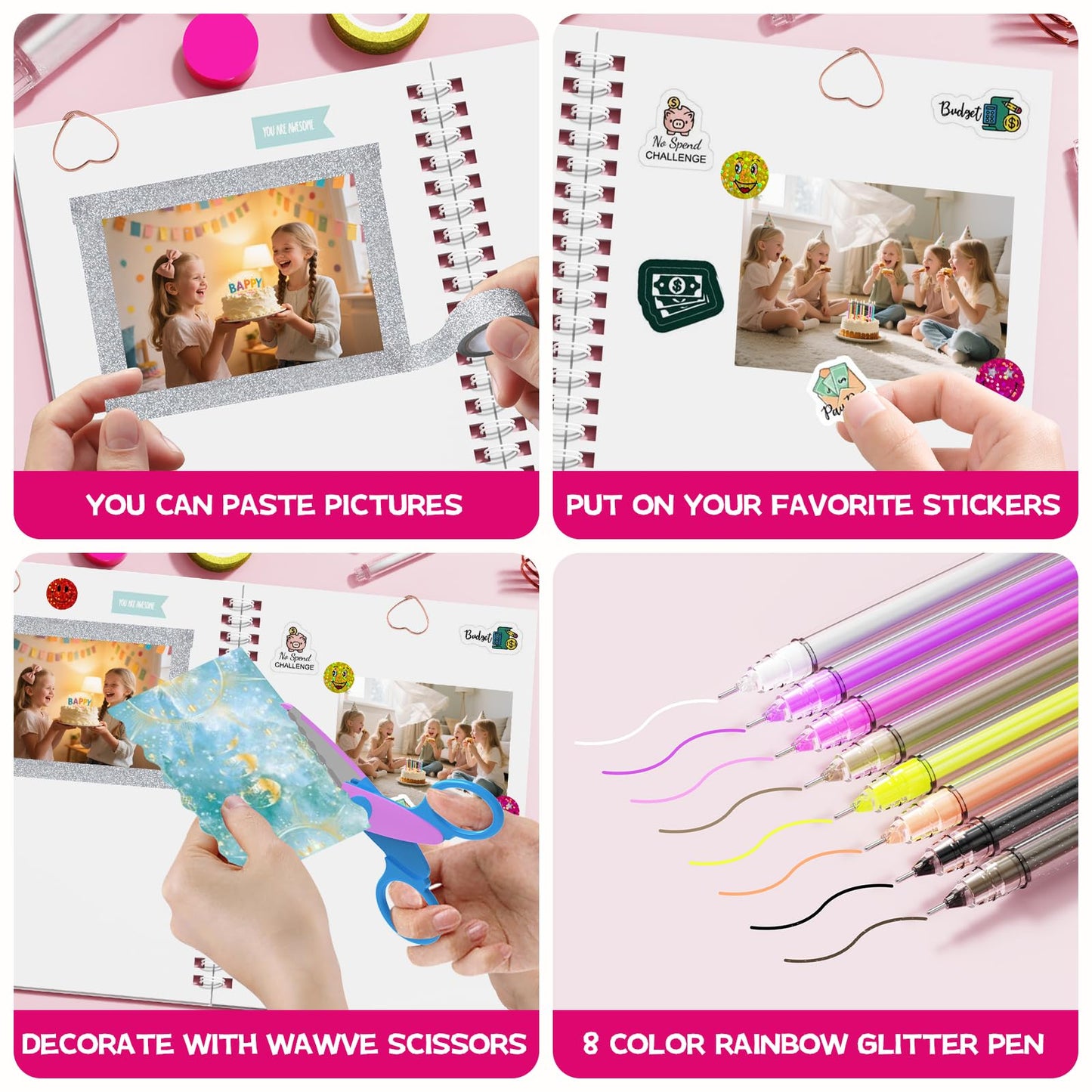 SUPMANGO 2-Pack DIY Journal Kit for Girls Ages 8-14,DIY Journal Set Stationary Birthday Gifts Ideas for Girls,Art Crafts for Tween Kid Scrapbook & Diary Supplies Set
