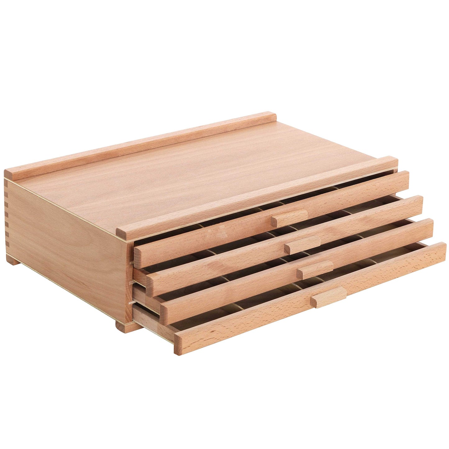 U.S. Art Supply 4-Drawer Artist Tool Supply Box with 5 Compartments per Drawer - Hardwood Art Box for Artist Supplies, Brushes, Pencils, Erasers, Tool Storage Organizer Case