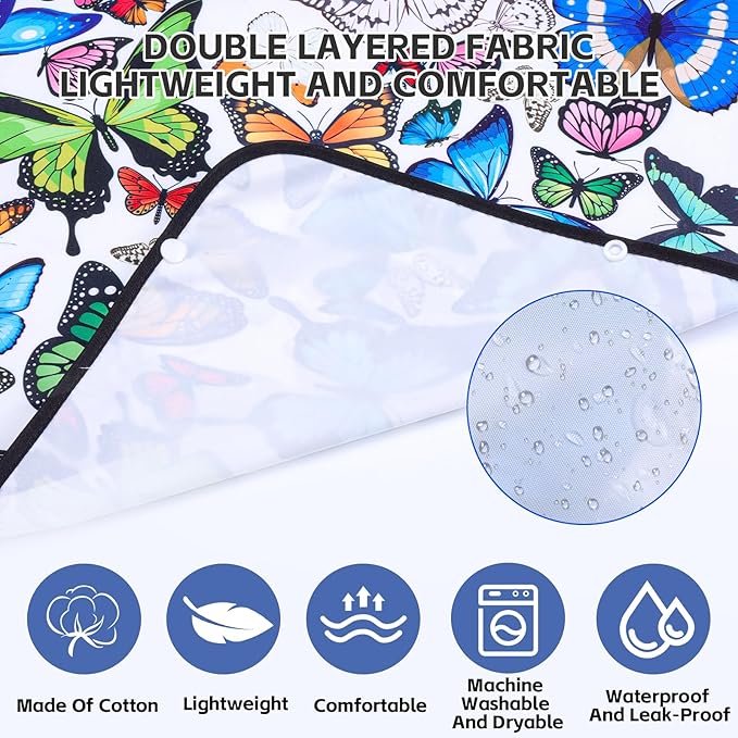XKDOUS 2 Pack Adult Bibs for Man and Women, Waterproof and Reusable Adult Bibs for Eating with Optional Crumb Catcher, Machine Washable Dining Clothing Protector, Gifts for Women/Mom
