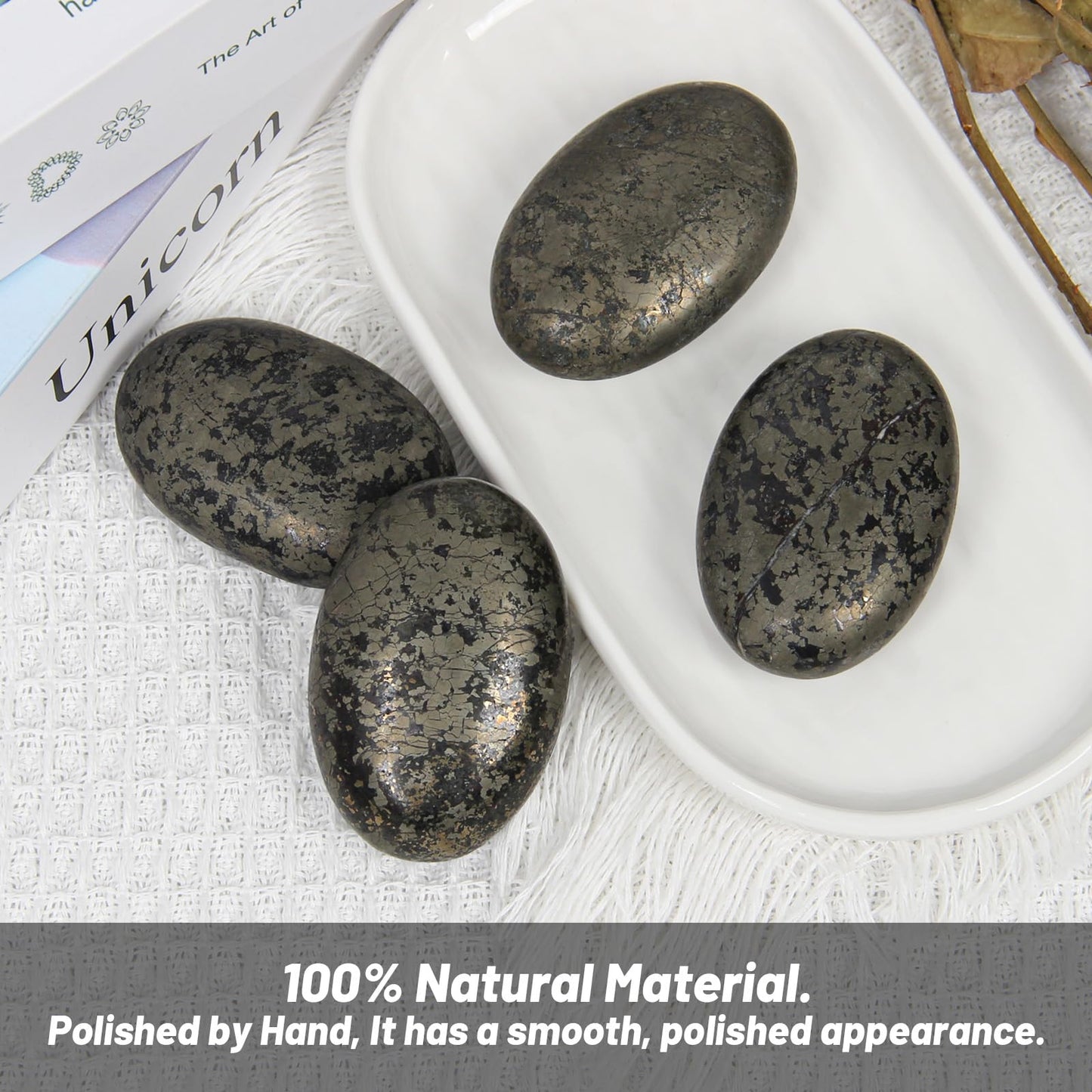 Orientrea Chalcopyrite Palm Stone- 1 Pc Pocket Energy Crystals, Smooth Chalcopyrite Healing Crystal Worry Stone