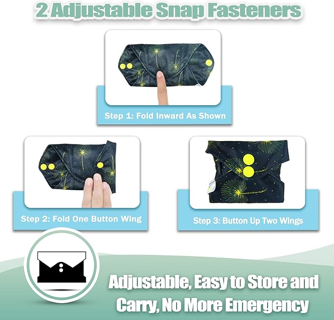 wegreeco Reusable Menstrual Pads - Reusable Sanitary Pads | Reusable Panty Liners | Soft Cloth Menstrual Pads - 6 Pack with 1 Cloth Mini Wet Bag (Small, Dandelion)